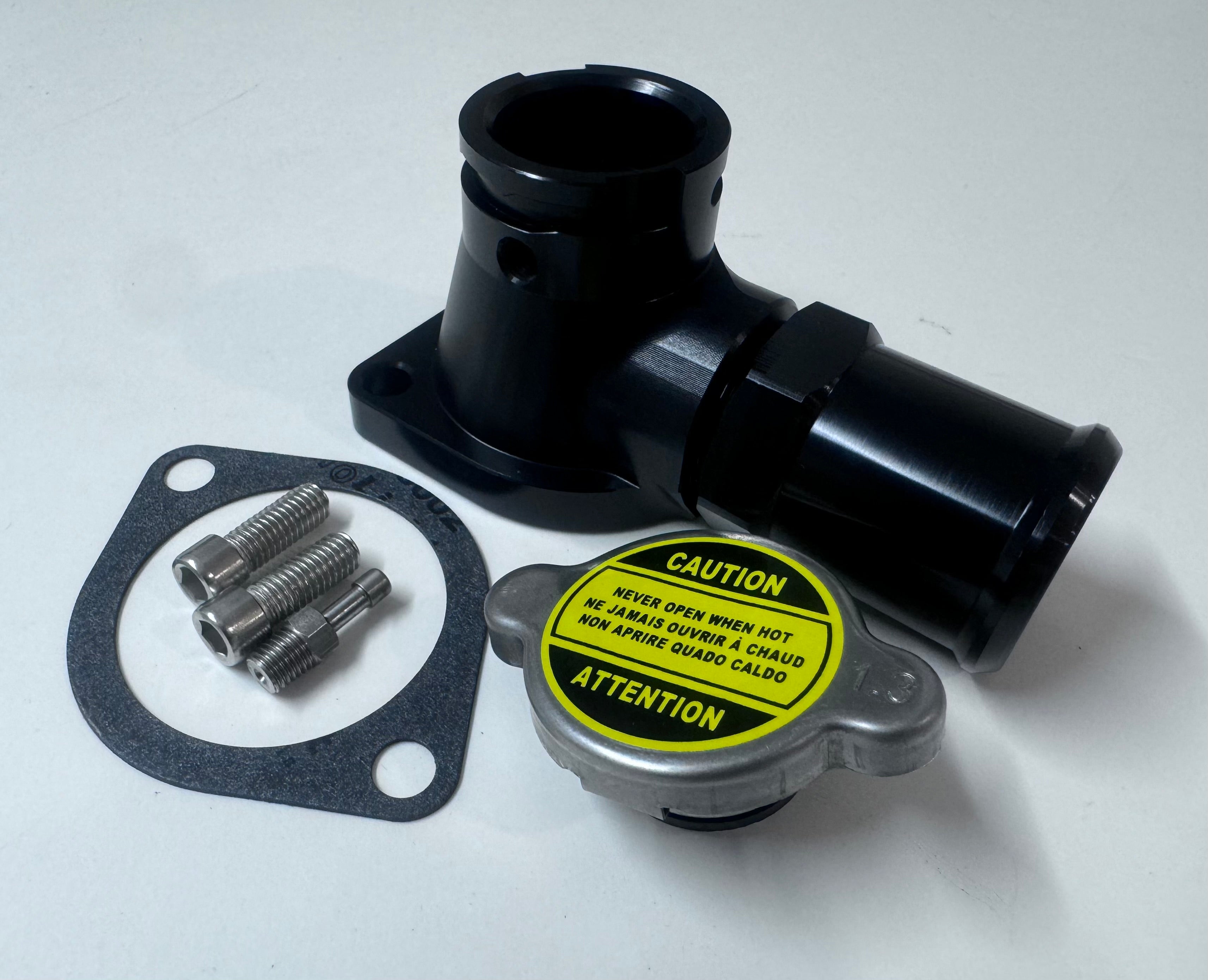 Barra Billet Thermostat Housing with Cap (Black)